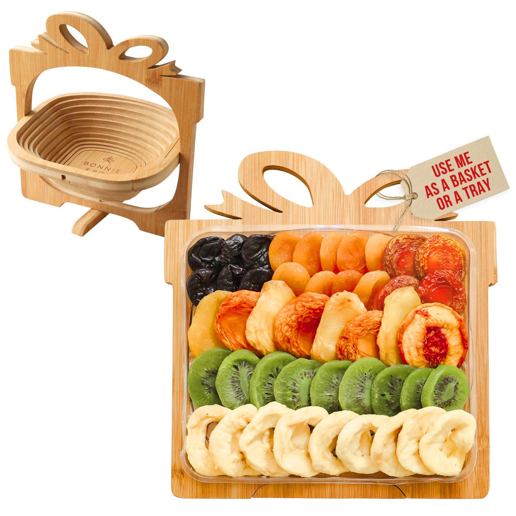 BONNIE AND POP - Dried Fruit Gift Basket - Healthy Gourmet Snack Box - Holiday Food Tray - Variety Snacks - Birthday, Sympathy, Mom, Dad, Corporate Tray - Bonnie & Pop